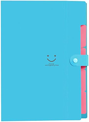 LOYMR Expanding File Folders, 5 Pockets,A4 Letter Size,Snap Closure Snap Closure,School Office Travel Accordion Document Organizer (Blue)