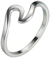 OrliverHL Simple Fashion Wave Ring Adjustable Open Ring Gift Jewelry Daily Wear,Silver,8#