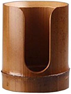 Large Bathroom Cup Dispenser Bamboo Cup Holder, Diameter 3.6'',Height 4.7''