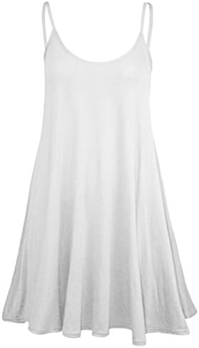 FashionMark Womens Plain Strappy Viscose Jersey Flared Swing Cami Dress