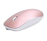 Tecland Mute Design Wireless Mouse 2.4G Rechargeable With Tiny Receiver,3 Adjustable DPI Levels,4 Buttons Portable Mobile Mouse For Notebook, PC, Laptop,Computer,Macbook.(Rose Gold & Silvery)