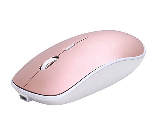 Tecland Mute Design Wireless Mouse 2.4G Rechargeable With Tiny Receiver,3 Adjustable DPI Levels,4 Buttons Portable Mobile Mouse For Notebook, PC, Laptop,Computer,Macbook.(Rose Gold & Silvery)