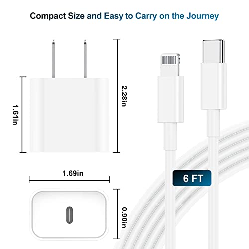 iPhone 13 12 Fast Charger, [MFi Certified] USB C to Lightning Cable 6Ft with 20W Apple Charging