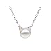 S.Leaf Cat Pearl Necklaces For Women Sterling Silver Cat Lovers Lady Gifts Opal Jewelry Pendant Collarbone Charm Necklace Best Friend Birthday Gifts for Women Trendy Sister Mom Wife Womens Her Friend Party(White_Pearl_Silver)