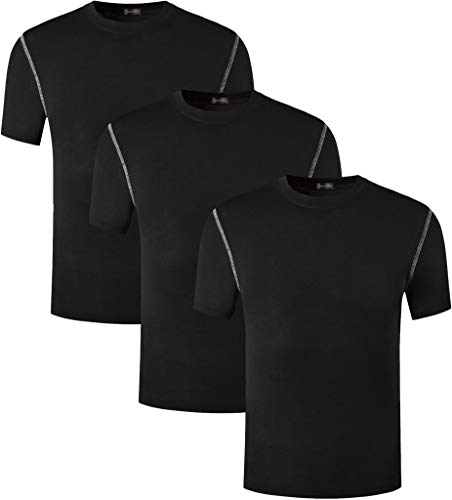 Sportides Boy's 3 Packs Quick Dry Active Sport Short Sleeve Breathable Compression Shirt Tee Tshirt T-Shirt Top LBS709_PackA_150/12 - Thumbnail 6
