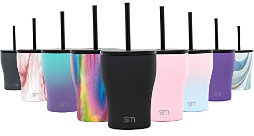 Simple Modern 10oz Journey Kids Cup with Straw Lid and Flip Lid - Double Wall Vacuum Insulated Tumbler Espresso Cup - 18/8 Stainless Steel Mug - Midnight Black
