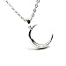 Linana Women's Silver Moon Pendant Necklace Last Quarter + Gift Bag