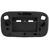 For WiiU Gamepad Controller Protective Soft Rubber Shell Case Cover WiiU Controller (Black)
