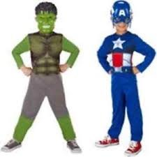Marvel Captain America & The Hulk Full Costumes Mask & Jumpsuits Size 4-6