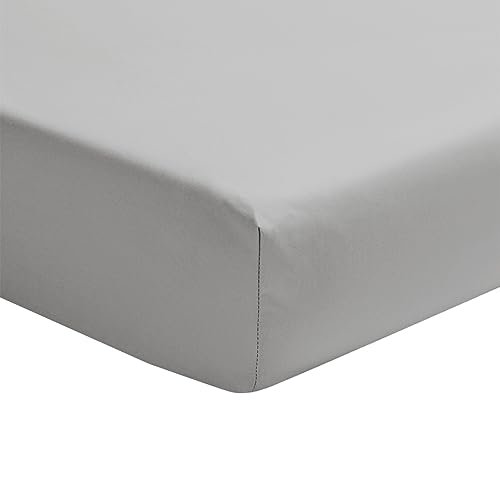 Essix Cotton Percale Fitted Sheet, Premiere Pebble 140 x 190 cm, 40 cm Corner