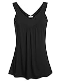 Ninedaily Women Comfy Sleeveless Tunic Top Pleated V Neck Tanks Vest Summer