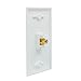 RCA Subwoofer Wall Plate - Single RCA Connector Audio Wall Plate for Subwoofer - 1 Port in white