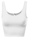 Basic Solid Sleeveless Crop Tank Tops White Size M