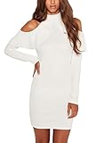Annflat Women's Ruffle Cold Shoulder Long Sleeve Cocktail Party Dress