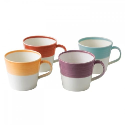 Click Here to See More Images Royal Doulton 1815 Bright Colors Mixed Patterns Mugs (Set of 4), Multicolor