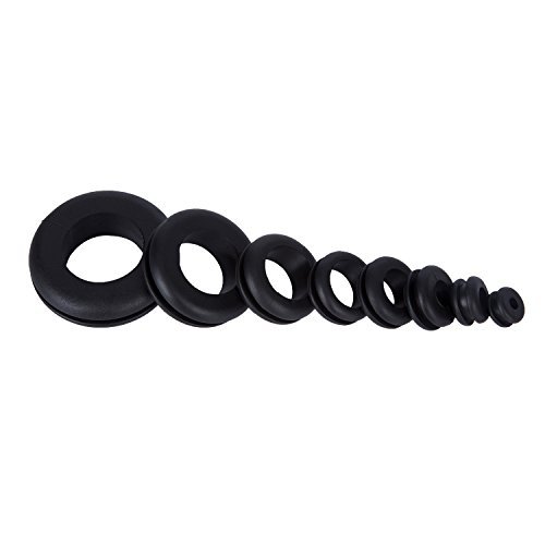 Sadzero 180 Pcs Rubber Grommet Plug Set Electrical Wire Gasket Assortment Kit, 8 Different Sizes for Wire, Plug and Cable with See-Through Divided Organizer Case Ideal for Automotive, Plumbing, and PC