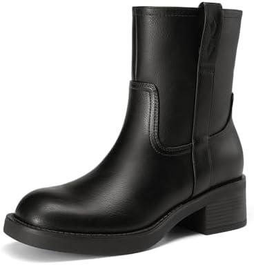 Amazon.com | QIY Ankle Boots for Women Low Heel Black Booties Flat