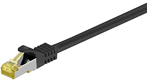 Goobay 92653 Lan Kabel 5meter doppelt geschirmt S-FTP - Netzwerkkabel CAT 7 Kabel 5m - LAN Kabel CAT 7 mit 10 Gigabit - RJ45 Stecker - Schwarz