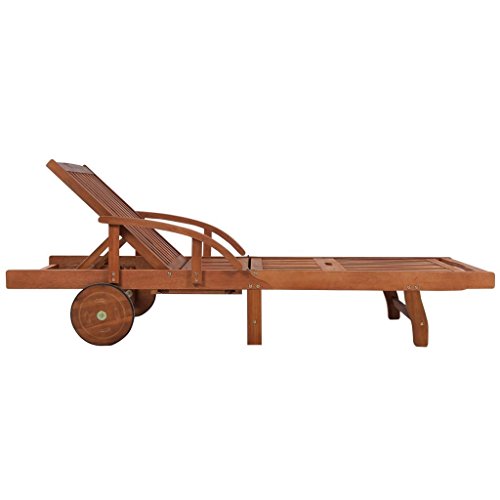 Fesjoy Sun Lounger Set Adjustable Reclining Wooden Double Sunlounger with a Folding Table Garden Deck Chair Table Set Patio Sunbed Beach Chair Pool Sauna Furniture Set - Thumbnail 2