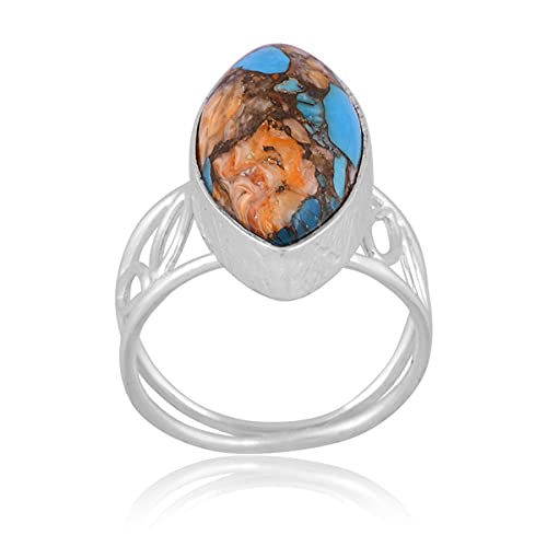 Mojave Copper Oyster Turquoise 925 Sterling Silver Ring Twisted