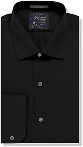 Formal Shirts Fitted Mens Solid Black Dress Shirt or Tuxedo Shirt, 100 Percent  Luxe Microfiber, Spread Collar Black 16-16.5" Neck 34-35" Sleeve