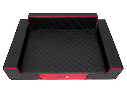 Hobbydog Glamour Dog Bed, 2X-Large, Black/Red Piping