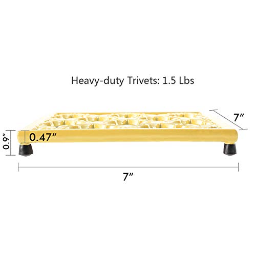 Square Cast Iron Trivet Yellow Cream Metal Trivets for Kitchen Dining