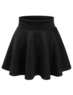 CLOVERY Womens Basic Versatile Stretchy Flared Skater Mini Skirt