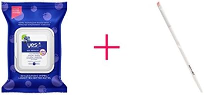 Yes to Blueberries Age Refresh Cleansing Facial Wipes (2pc AND Wet n Wild Brush - BUNDLE)