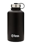 TESS LLC Insulated Water Bottle – Stainless Steel Thermos Bottle – Double Wall Vacuum Insulated Black Water Bottle – 64oz Capacity Stainless-Steel Beer Growler – BPA-Free Premium Water Flask