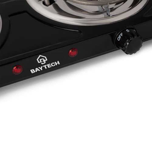 Fogareiro Elétrico 2 Bocas Espiral 127V/220V 2000W Portátil BAYTECH (Preto, 127V)