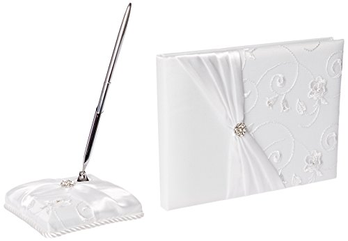 Lillian rose white lace guest book and pen set gb385w