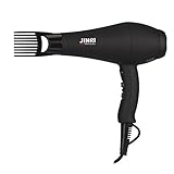 Jinri Salon Grade Professional Hair Dryer 1875W AC Motor Negative Ionic Ceramic Far Infrared Blow Dryer With 2 Speed and 3 Heat Settings Cold Shot Button, Diffuser and Straightening Comb Pik(Black)