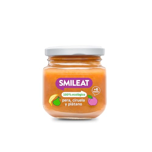 - Tarrito de Frutas Ecológicas con Pera, Ciruela y Plátano para peques +6 Meses - Sin Azúcar Añadido, Sin Sal, Sin Leche, Sin Huevos - 130g