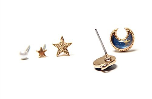 Nuwastone women\'s Mooon & Star & Planet Earring Set (Blue earing)