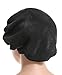 Satin Silk Bonnet Sleep Cap - Black Soft Wide Band S Women Night Hat For Long Curly Natural Hair Salon Silk Scarf Chemo Patient Slouch Slouchy