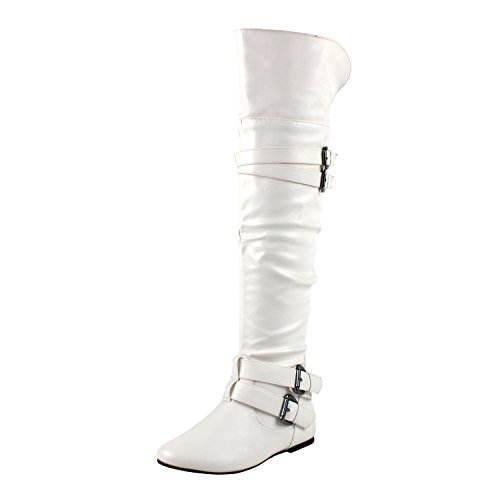 West Blvd Kinshasav2.0 Riding Boots, White Pu, 8