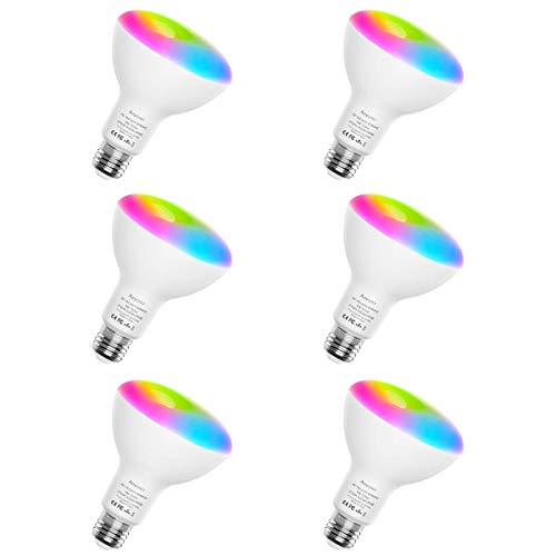 Smart Light Bulbs, Aoycocr BR30 Dimmable LED Light Bulbs, 720 Lumen, Tunable White 2700K - 9000K,9 (80W Equivalent), Works with Alexa, Google Assistant, IFTTT, No Hub Required, Wi-Fi, E26 Base, 6 Pack