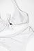 QINSEN White Front Knotted Active Crop Top High Waist Bikini Swimwear for Women M