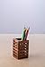 Rusticity Indian Sheesham Decorative Mesh Design Wooden Pen, Pencil Holder/Handmade Traditional Storage Organizer for Desk, School Supplies, Office Table, Home Gift for Birthday 2.75 x 2.75 x 4.25 in