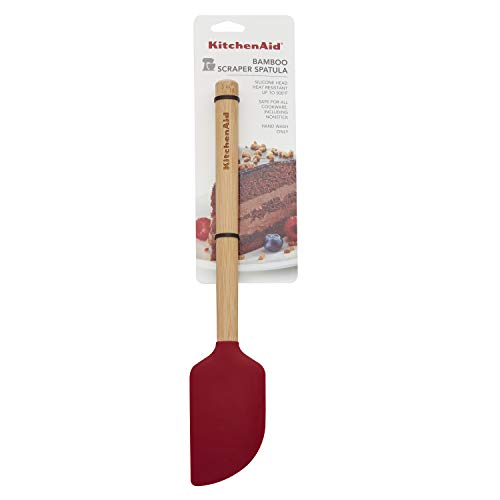 KitchenAid Universal Bamboo Handle Scraper Spatula, 11Inch, Red
