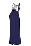 Beachcoco Women's Maternity Stripe Maxi Tank Dress (L, Navy)