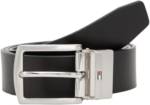 Tommy Hilfiger Ceinture Homme Denton 3,5 cm Réversible, Multicolore (Space Blue/Arctic Spruce), 110 cm
