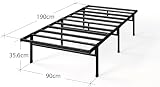 Zinus Justin 3ft Single Bed Frame 90 x 190 cm Black Steel Slats view 2