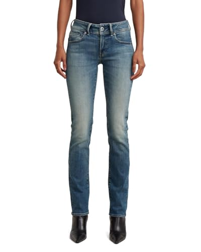 G-Star Women's Midge Saddle Straight Jeans, Colour Blue, Size: Waist 27, Inseam 34