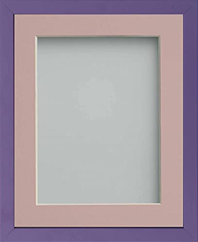 Frame Company Jellybean Range Purple Wooden 7x5 inch Picture Photo Frame with Pink Mount for Image 6x4 inch * Choice of Colours & Sizes* Fitted with Perspex