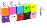 CELLTRONIX® 10 Pack Premium Quality USB AC Universal Power Home Wall Travel Charger Adapter 1.0 AMP for iPhone 6S/6S Plus/6/6 Plus/5s/5/5c, Samsung+ Free Stylus (Random Color)