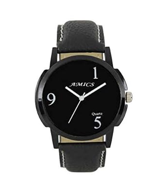 New Stylish Analogue Black Dial Wrist Watch for Men and Boys