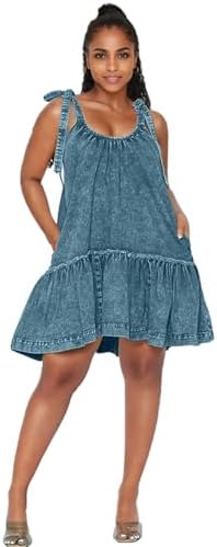 tommy hilfiger sleeveless denim dress Tommy Jeans Women's Embellished Sleeveless Denim Dress