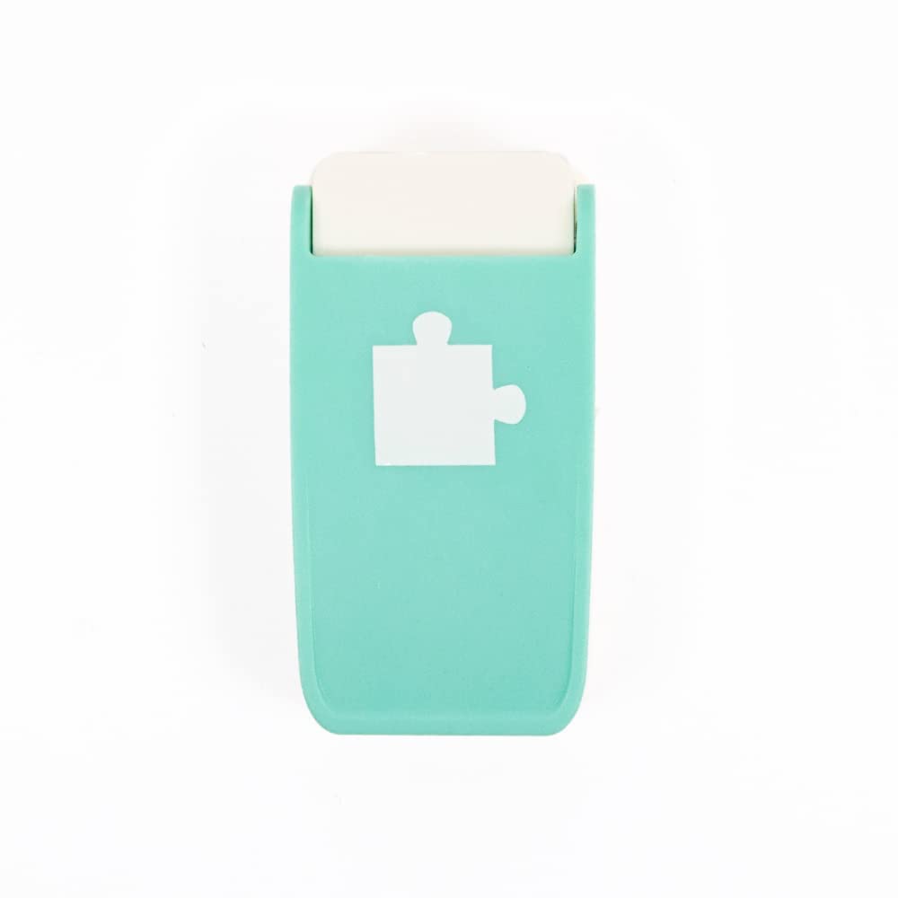 Craftelier - Multimaterial Puzzle Piece Shaped Punch for Decorating Scrapbooking and Craft Projects | Suitable for Many Materials | Piece Size 1“ x 1” (2.54 x 2.54 cm) | Turquoise Color — image 1